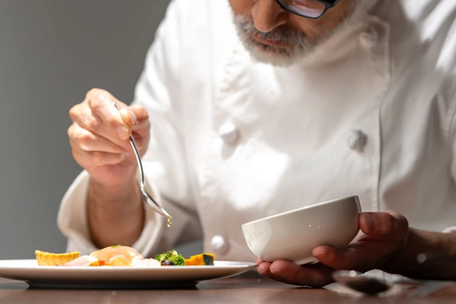 Chef plating a dish